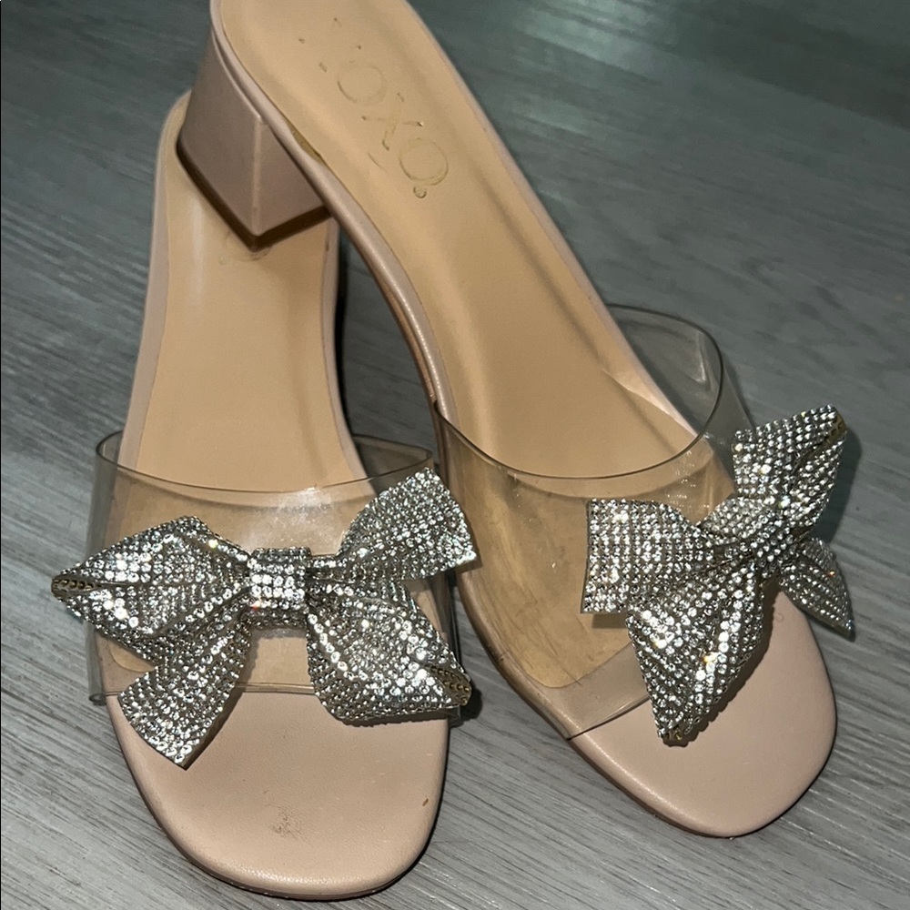 Nude & Silver Glam Bow Heels